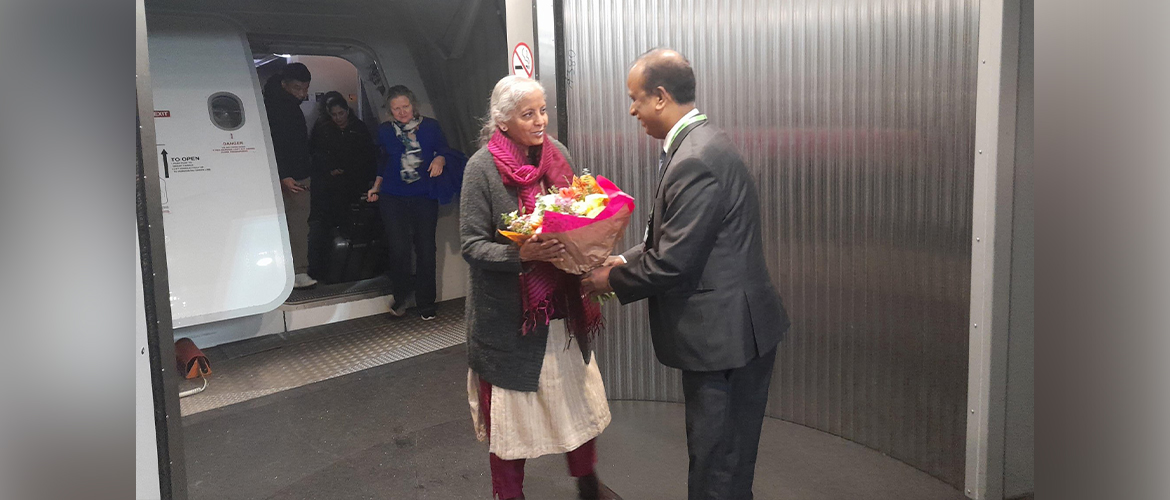  Consul General Shatrughna Sinha received Hon'ble Union Minister for Finance and Corporate Affairs Smt. Nirmala Sitharaman. Nirmala Sitharaman