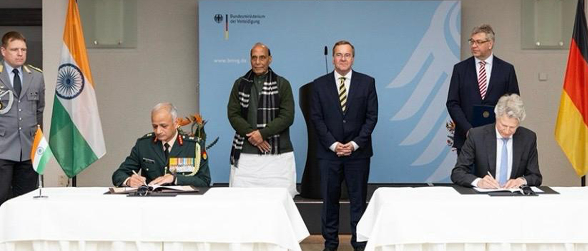  Raksha Mantri Shri Rajnath Singh with Defence Minister Boris Pistorius at the signing of Defence Industrial Roadmap & UN Peacekeeping Training Pact 